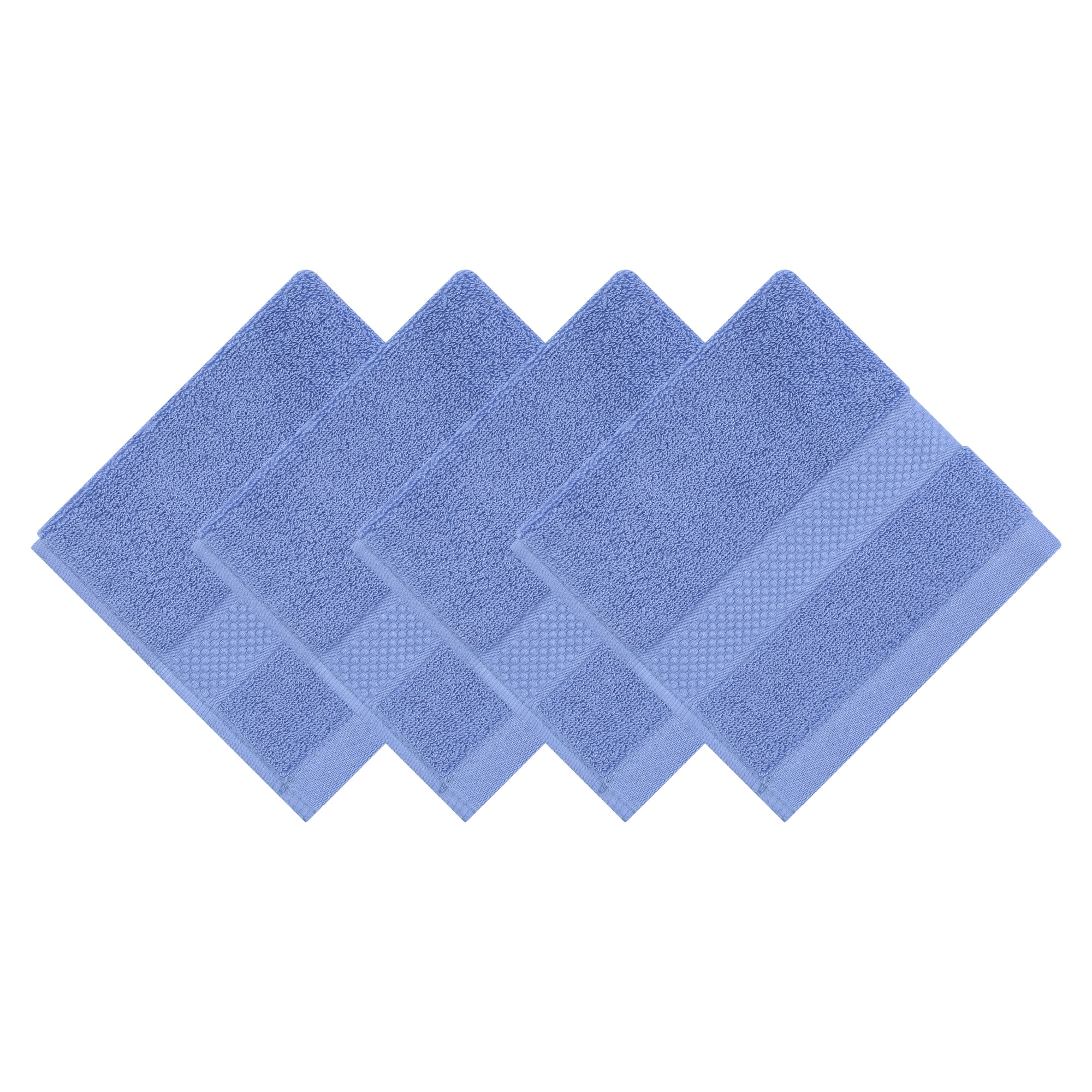 Unique Bargains Solid Cotton 13" x 13" Soft Absorbent Reusable Washcloths Blue 4pk