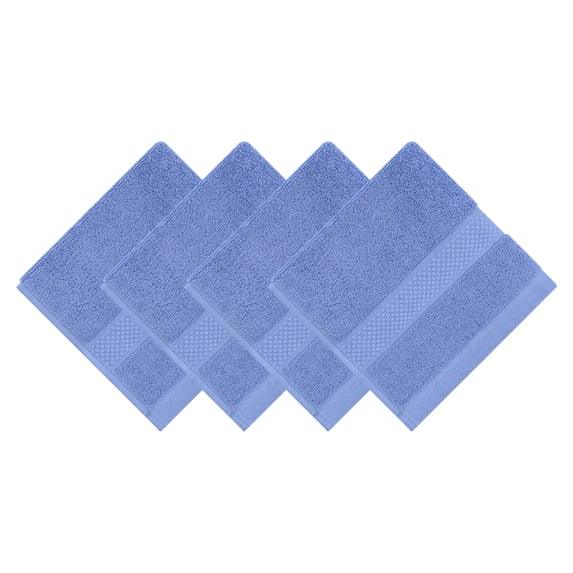 Unique Bargains Solid Cotton 13" x 13" Soft Absorbent Reusable Washcloths Blue 4pk