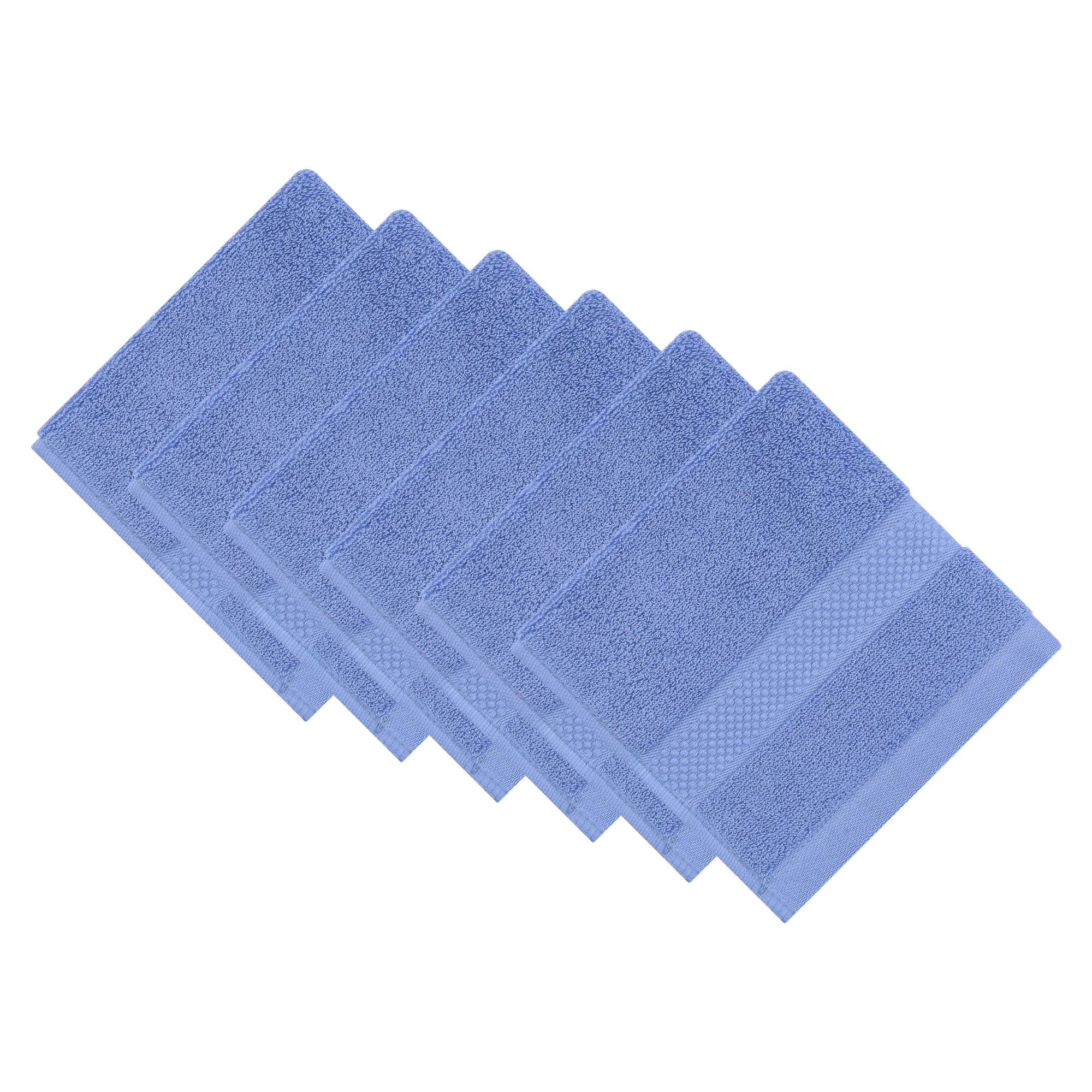 Unique Bargains Solid Cotton 13" x 13" Soft Absorbent Reusable Washcloths Blue 6pk