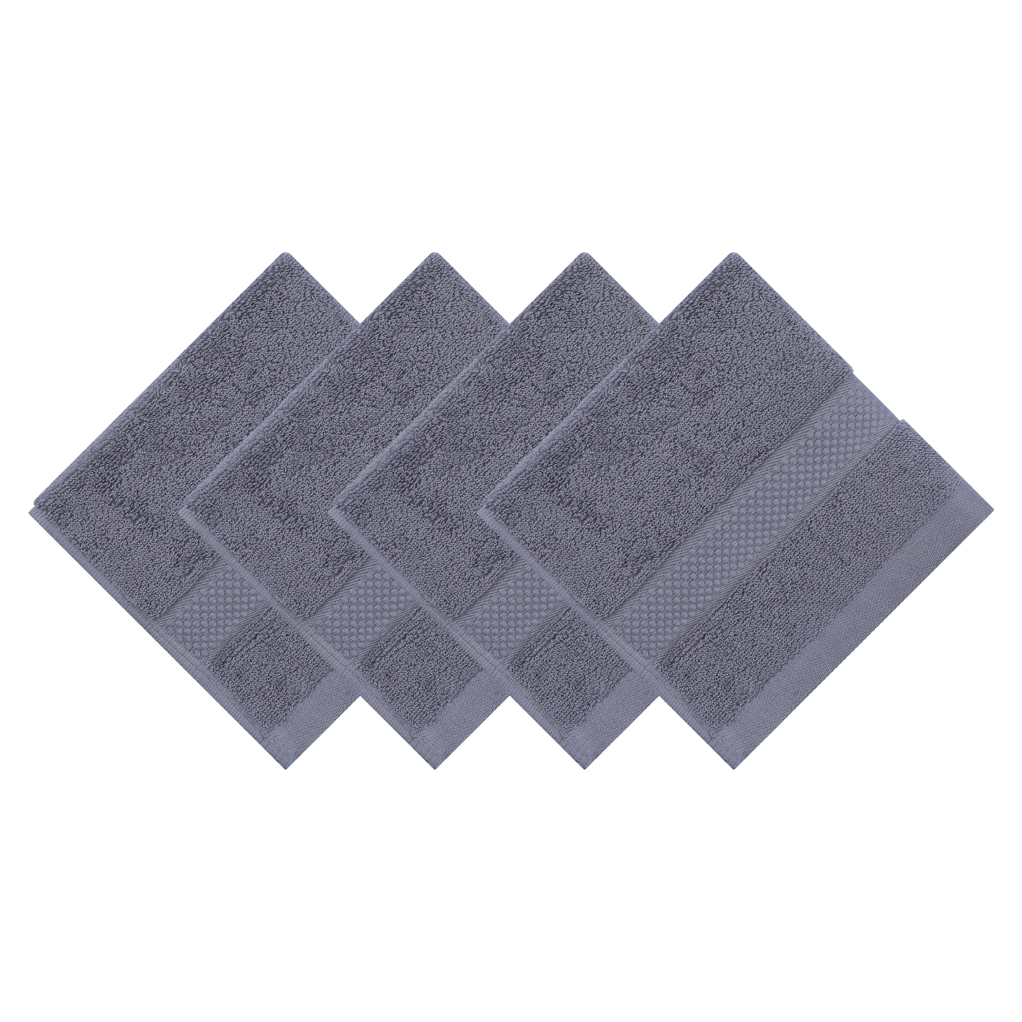 Unique Bargains Solid Cotton 13" x 13" Soft Absorbent Reusable Washcloths Grey 4pk