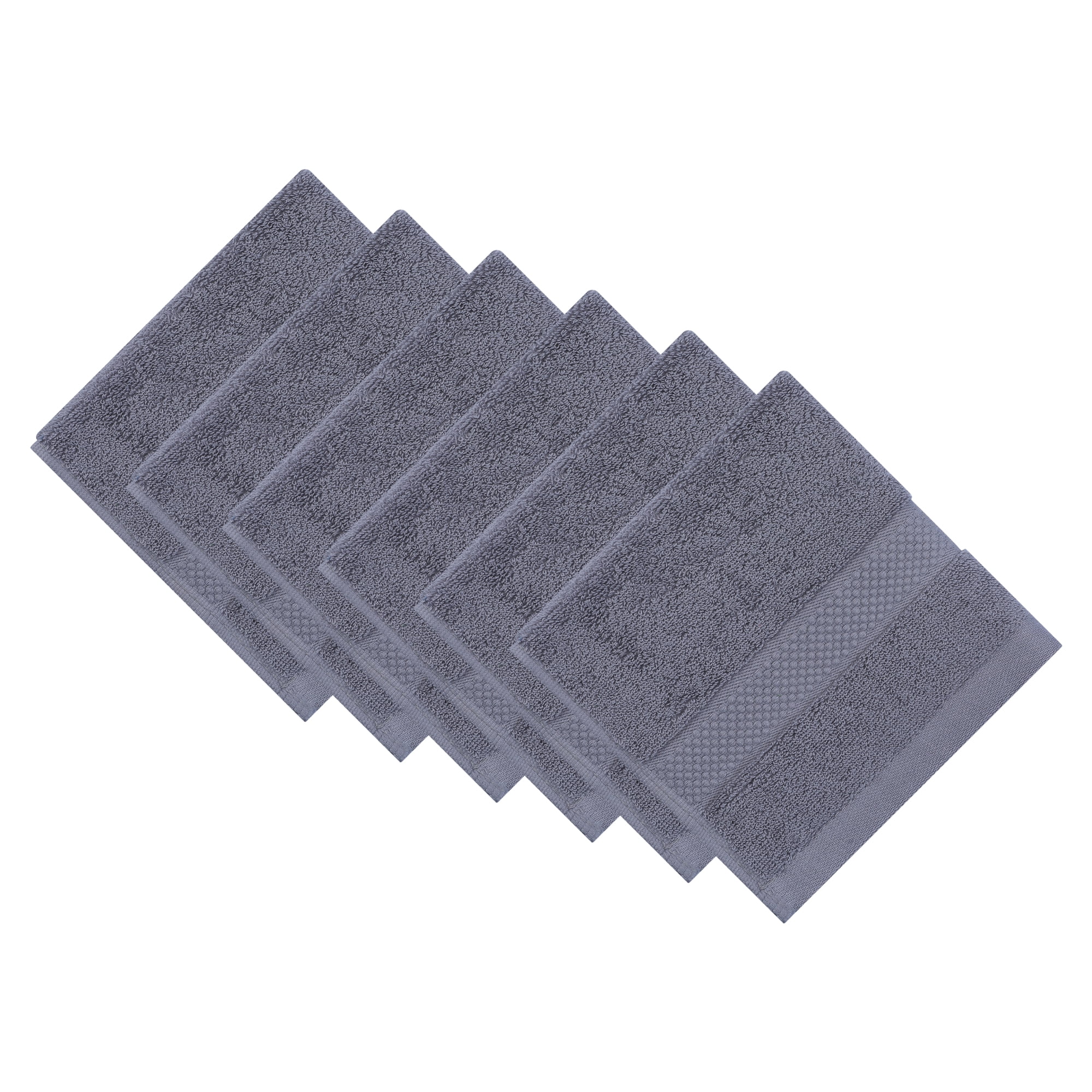 Unique Bargains Solid Cotton 13" x 13" Soft Absorbent Reusable Washcloths Grey 6pk
