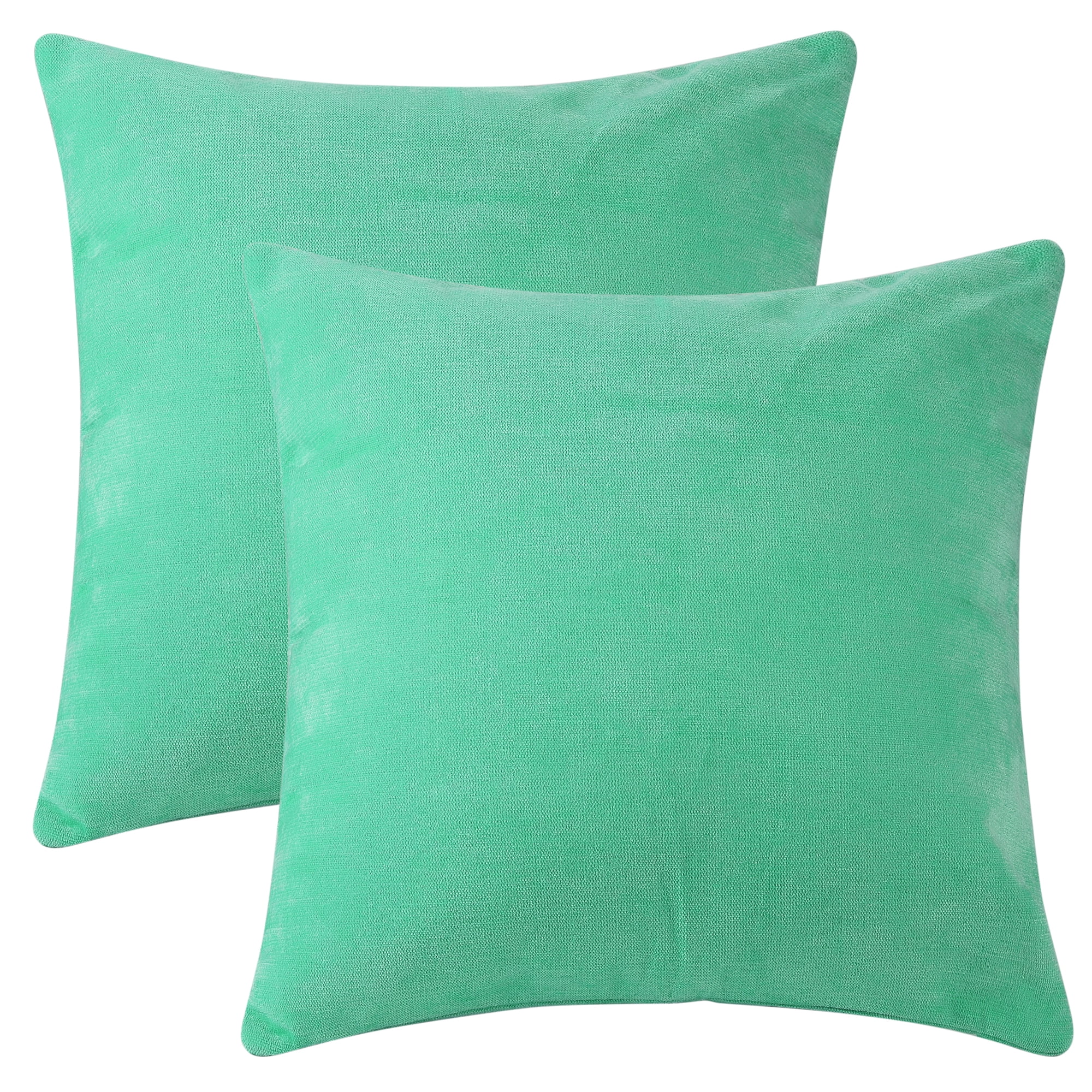 Unique Bargains Solid Couch Sofa Chenille Throw Decorative Pillow Covers (2 Count) Mint Green 20