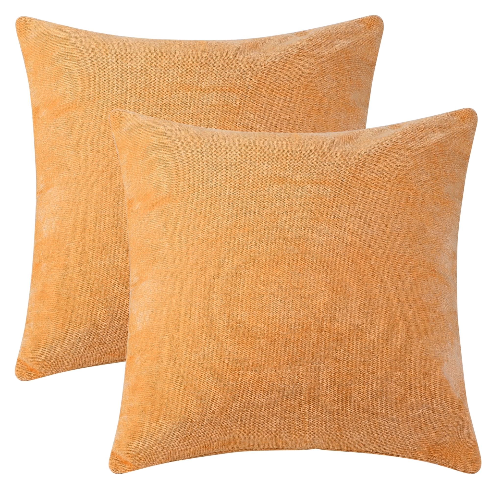 Unique Bargains Solid Couch Sofa Chenille Throw Decorative Pillow Covers (2 Count) Orange 20" x 20"