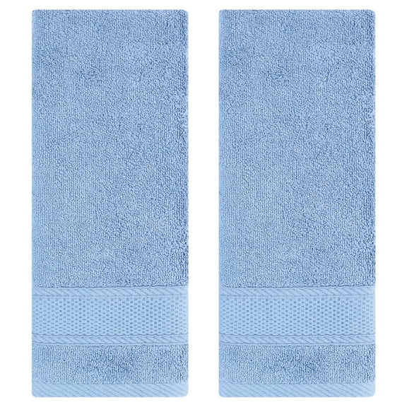 Unique Bargains Solid Hand Towel Set Cotton Face Towels Absorbent Dark Blue 2-Piece