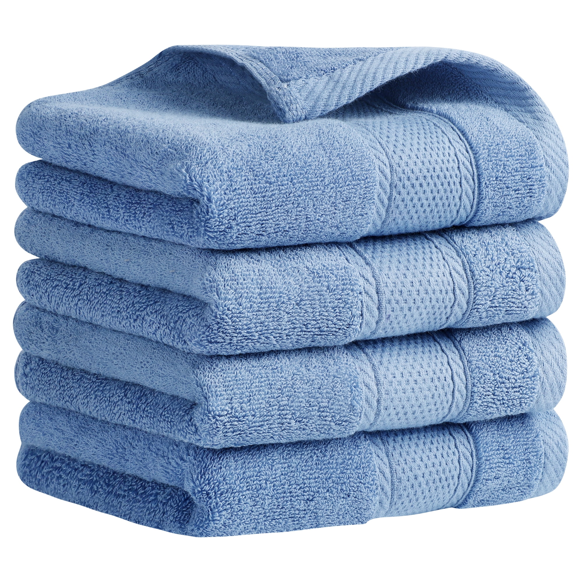 Unique Bargains Solid Hand Towel Set Cotton Face Towels Absorbent Dark Blue 4-Piece
