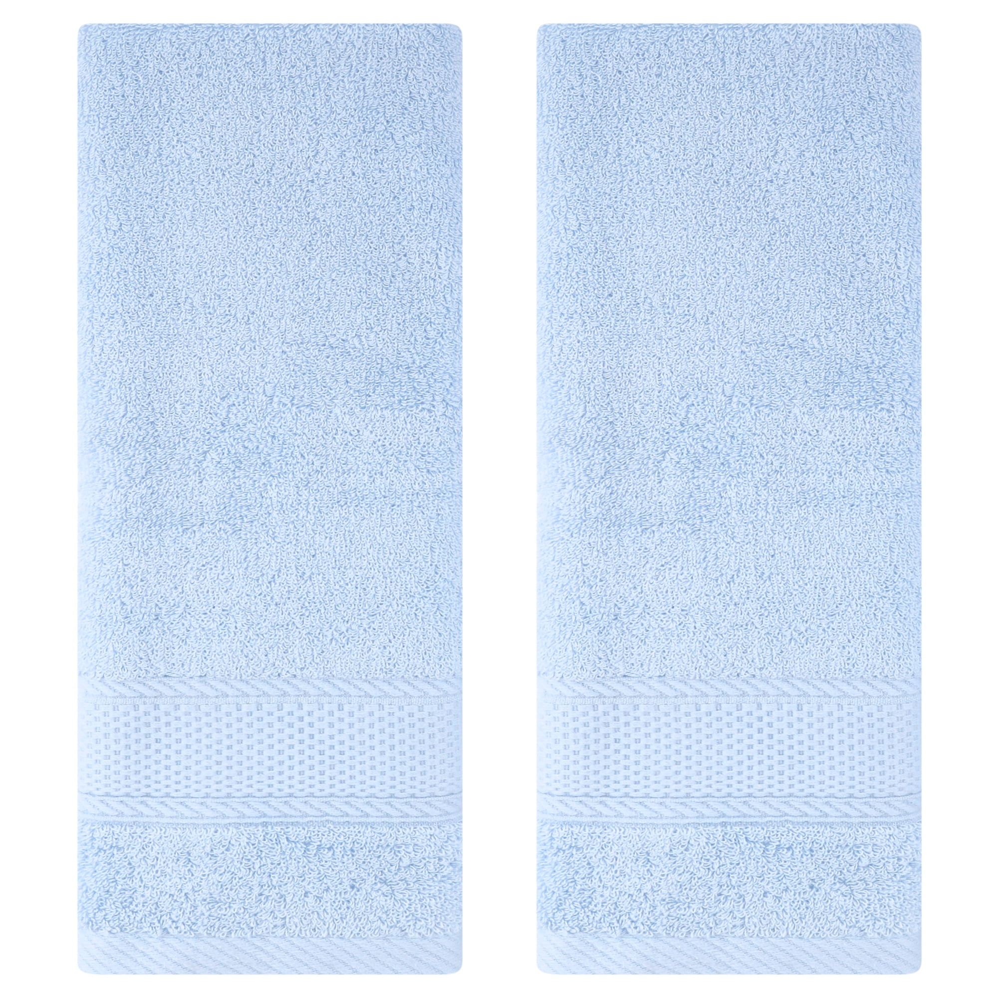 Unique Bargains Solid Hand Towel Set Cotton Face Towels Absorbent Light Blue 2-Piece