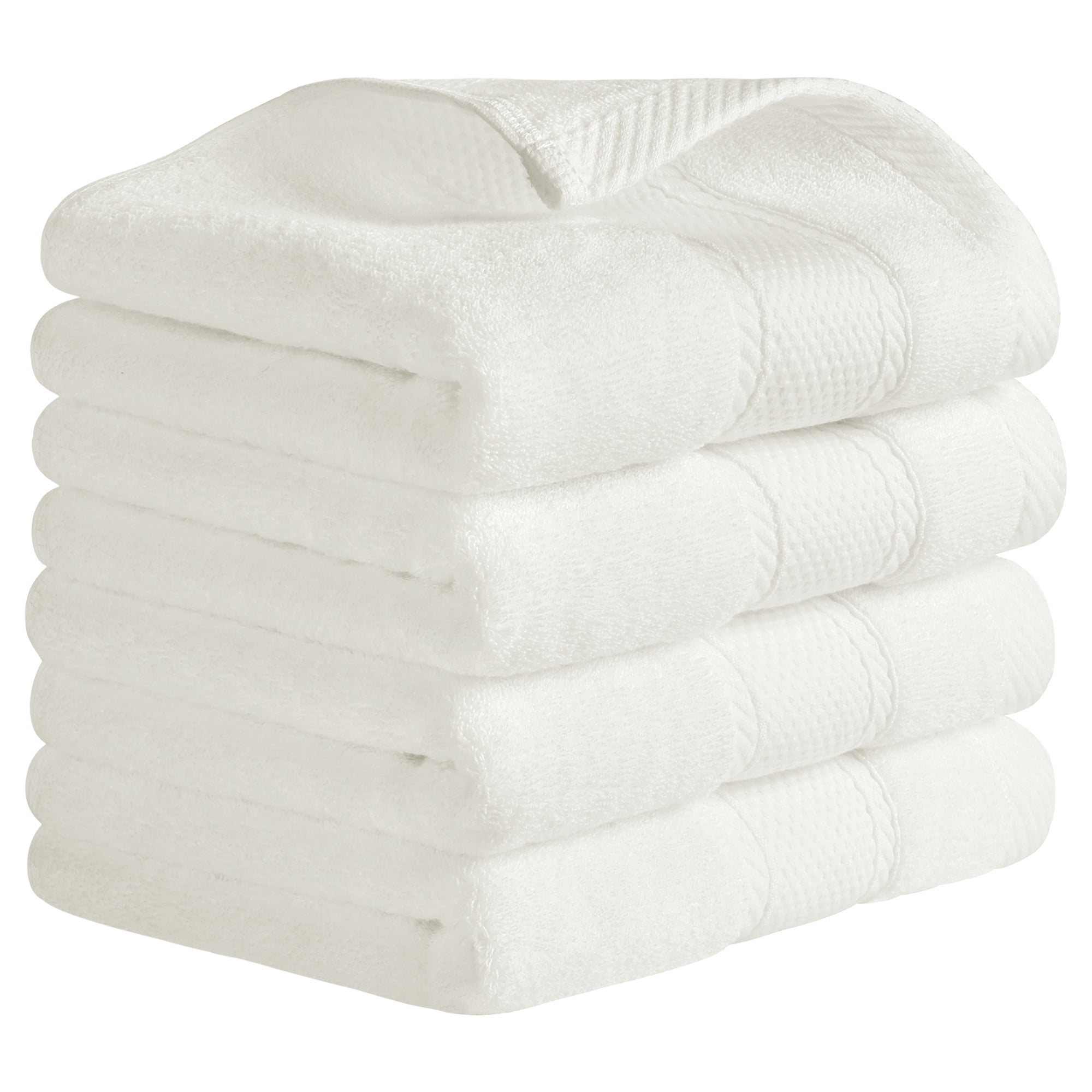 Unique Bargains Solid Hand Towel Set Cotton Face Towels Absorbent Light Yellow 4-Piece