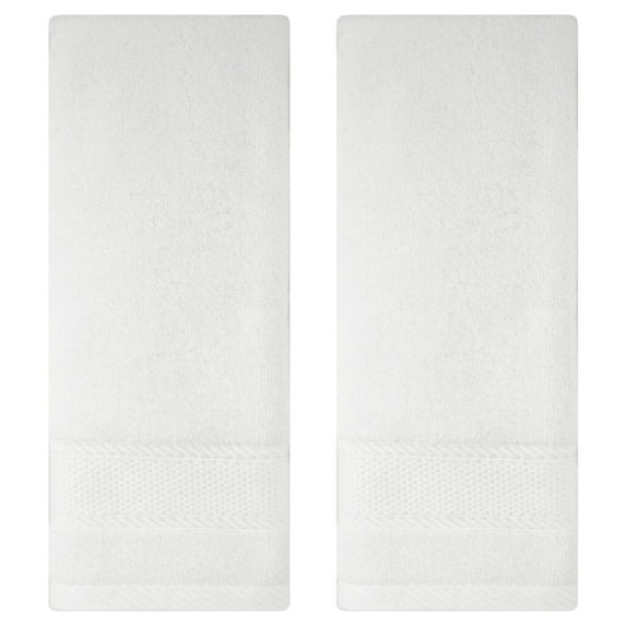 Unique Bargains Solid Hand Towel Set Cotton Face Towels Absorbent White 2-Piece