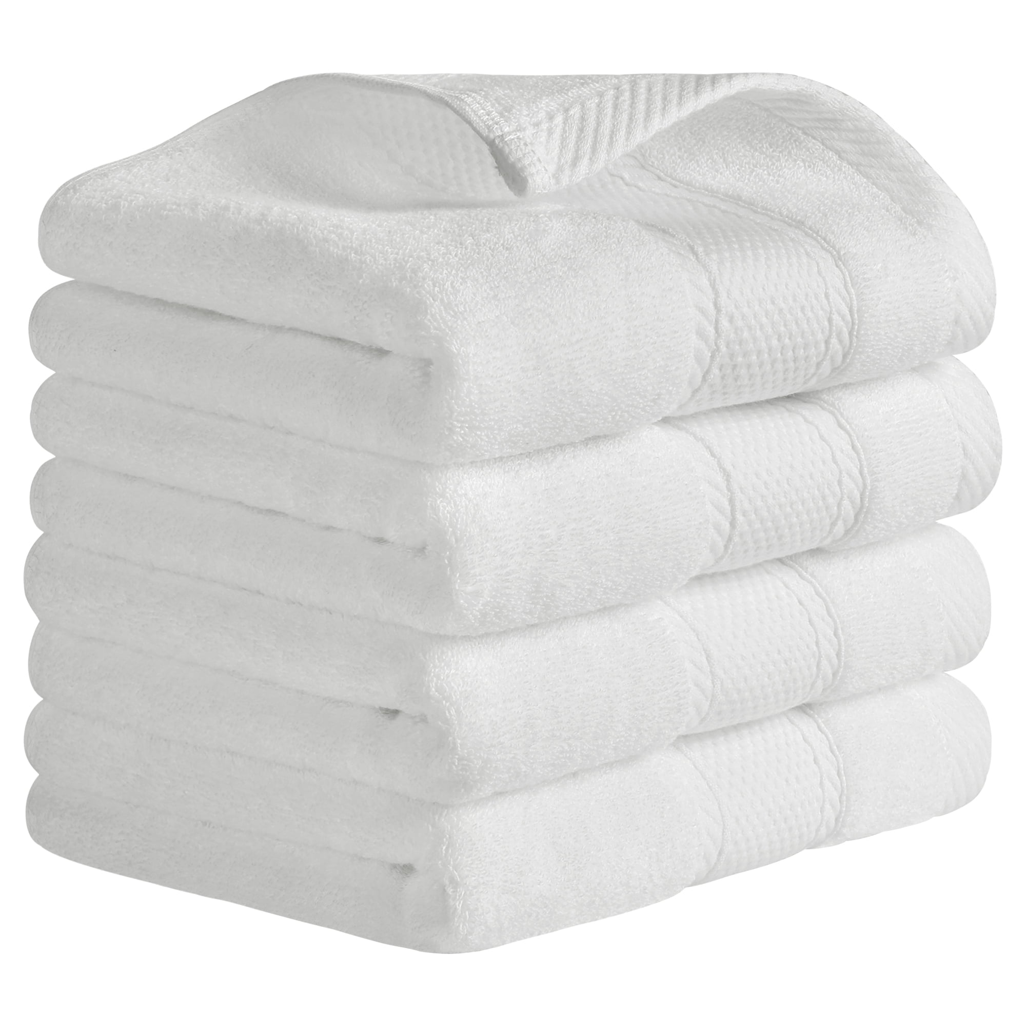 Unique Bargains Solid Hand Towel Set Cotton Face Towels Absorbent White 4-Piece