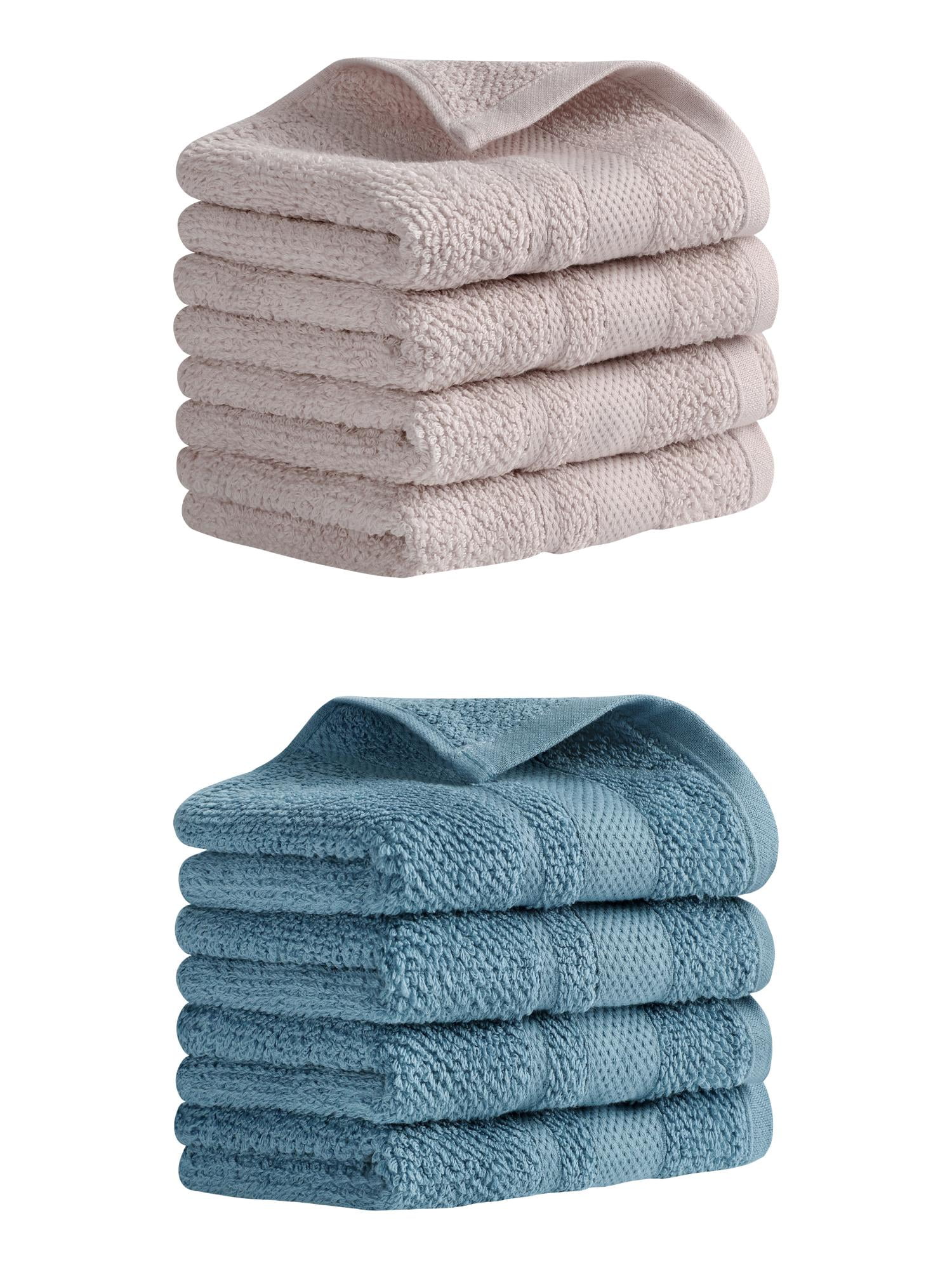Unique Bargains Solid Hand Towels Absorbent Towel for Bath Kitchen Blue/Brown 8 Pack