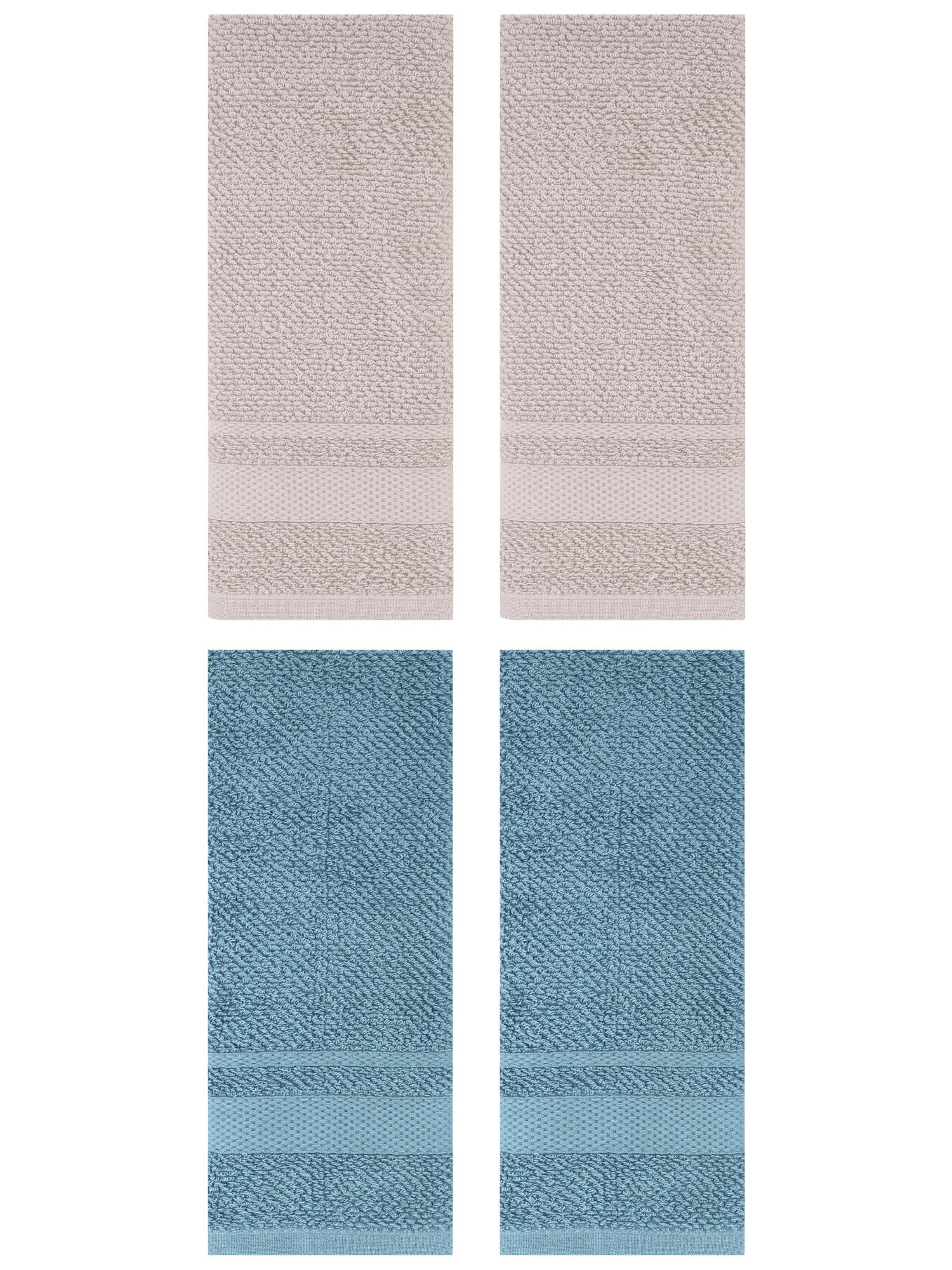 Unique Bargains Solid Hand Towels Absorbent Towel for Bath Kitchen Brown/Blue 4 Pack
