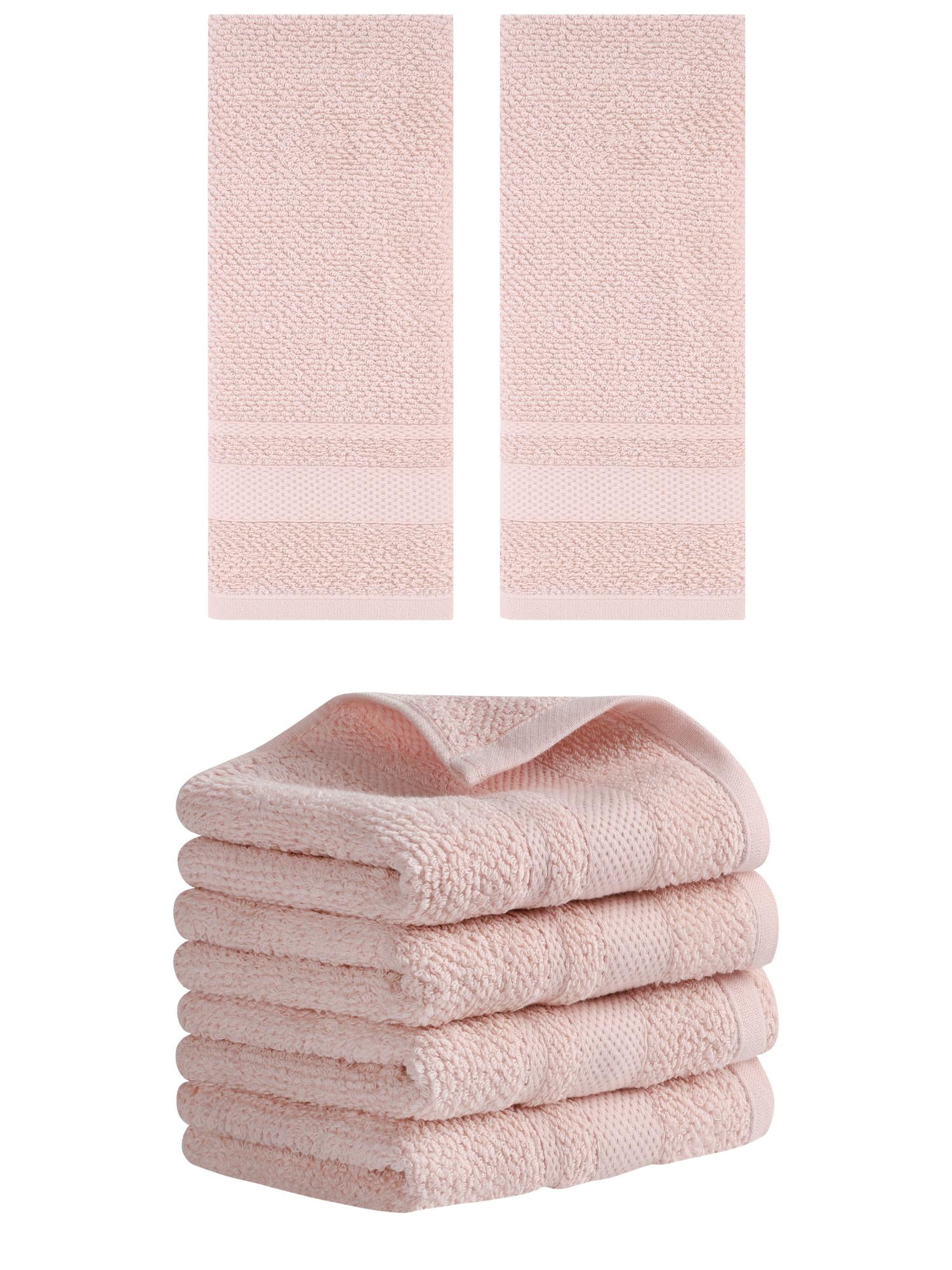 Unique Bargains Solid Hand Towels Absorbent Towel for Bath Kitchen Pink 6 Pack