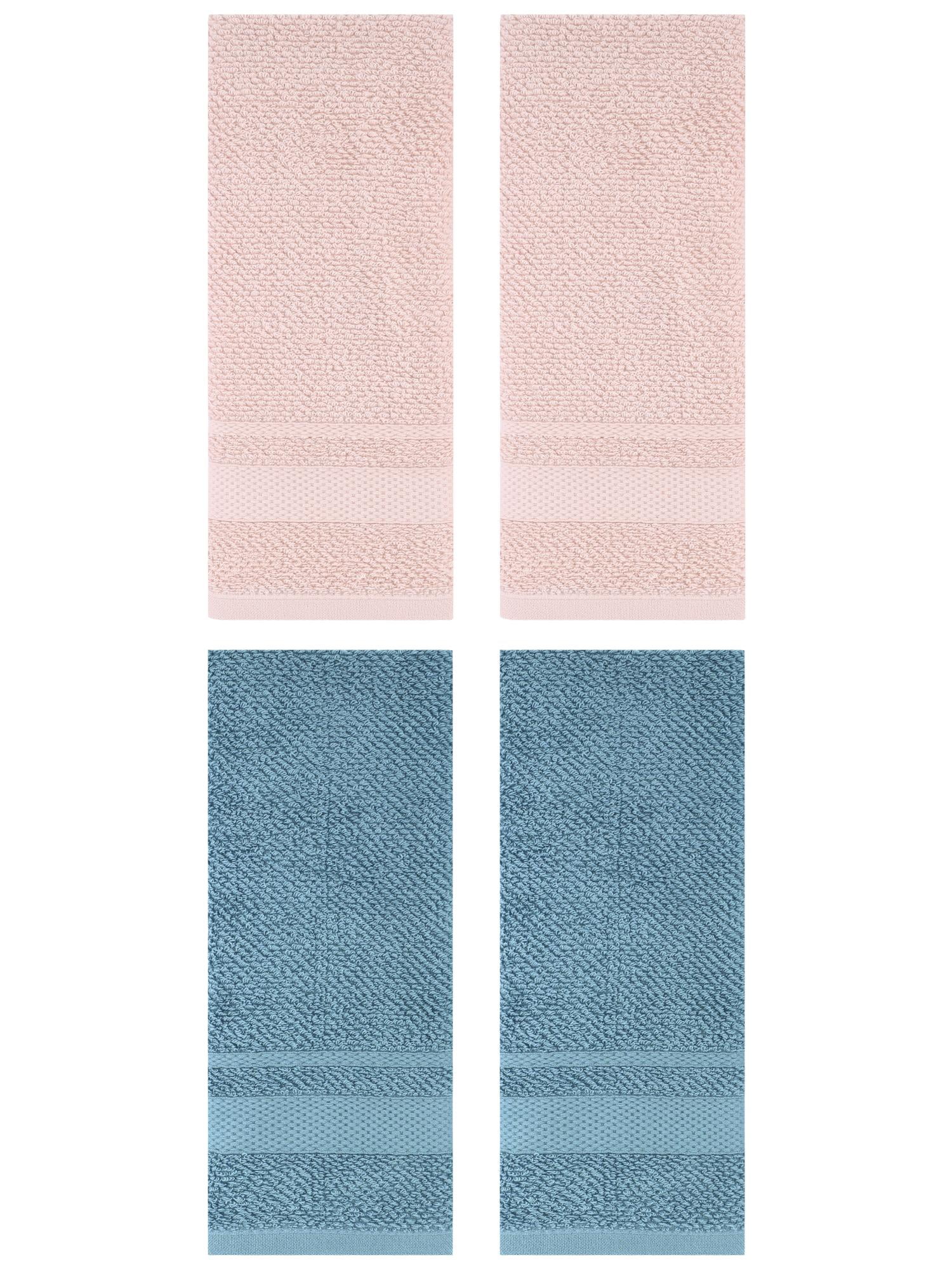 Unique Bargains Solid Hand Towels Absorbent Towel for Bath Kitchen Pink/Blue 4 Pack