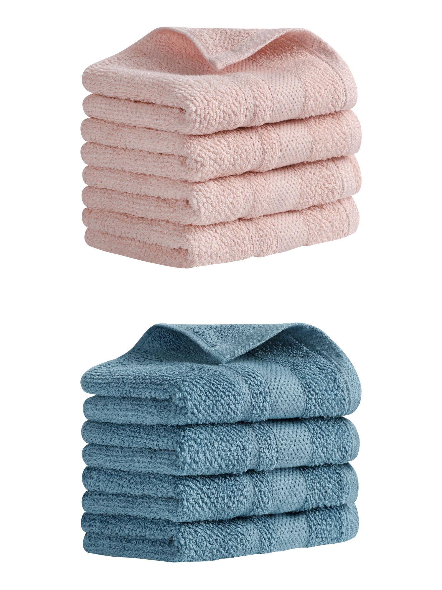 Unique Bargains Solid Hand Towels Absorbent Towel for Bath Kitchen Pink/Blue 8 Pack