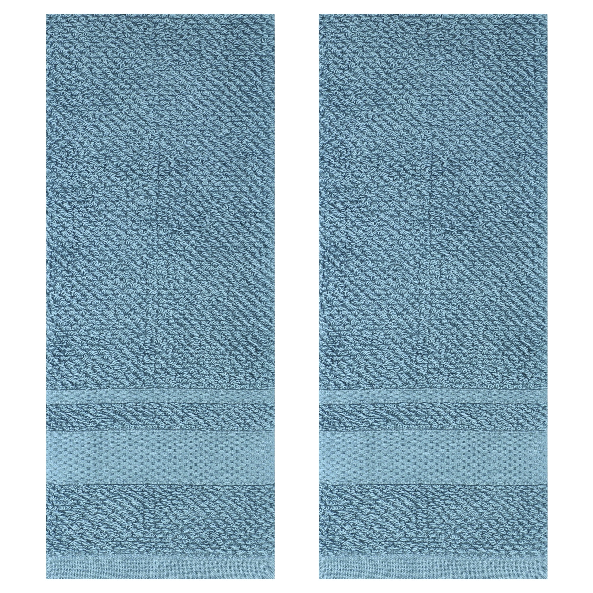 Unique Bargains Solid Hand Towels Cotton Absorbent Towel for Bath, Kitchen Blue 2-Piece