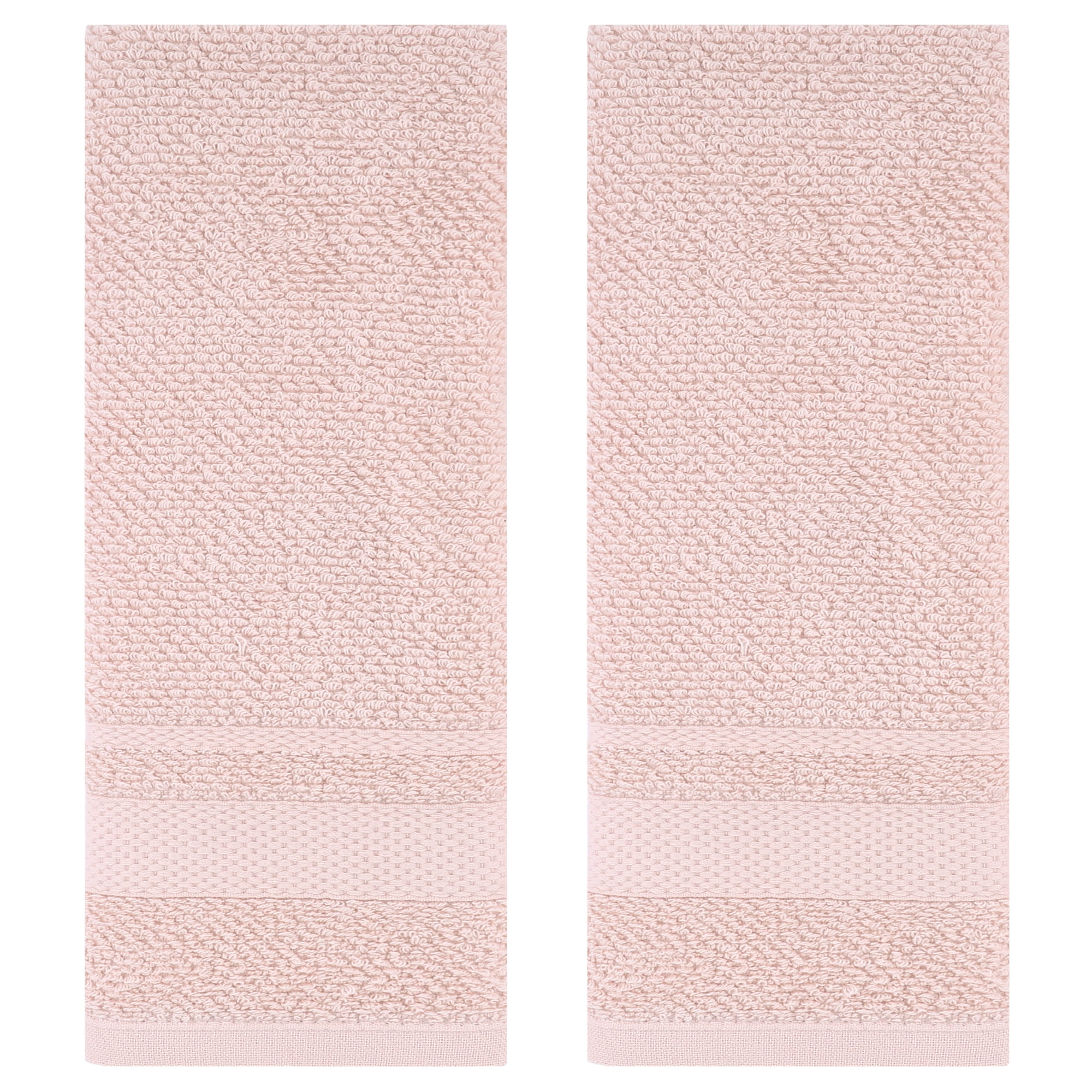 Unique Bargains Solid Hand Towels Cotton Absorbent Towel for Bath, Kitchen Pink 2-Piece