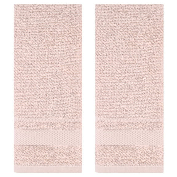 Unique Bargains Solid Hand Towels Cotton Absorbent Towel for Bath, Kitchen Pink 2-Piece