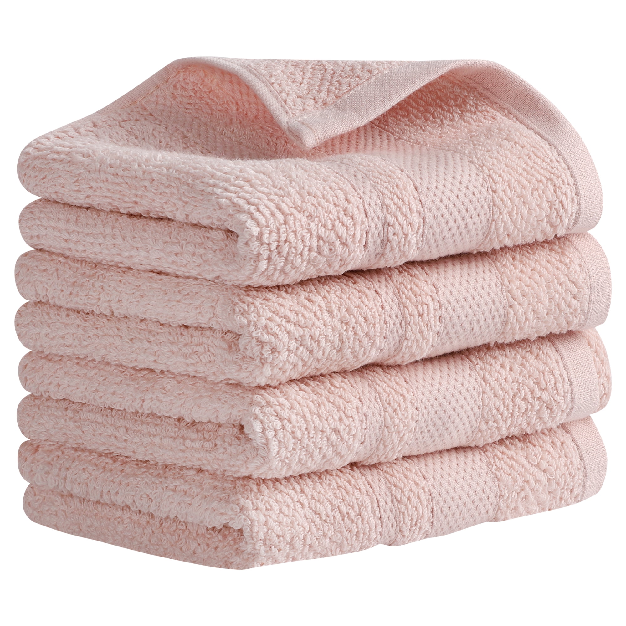 Unique Bargains Solid Hand Towels Cotton Absorbent Towel for Bath, Kitchen Pink 4-Piece