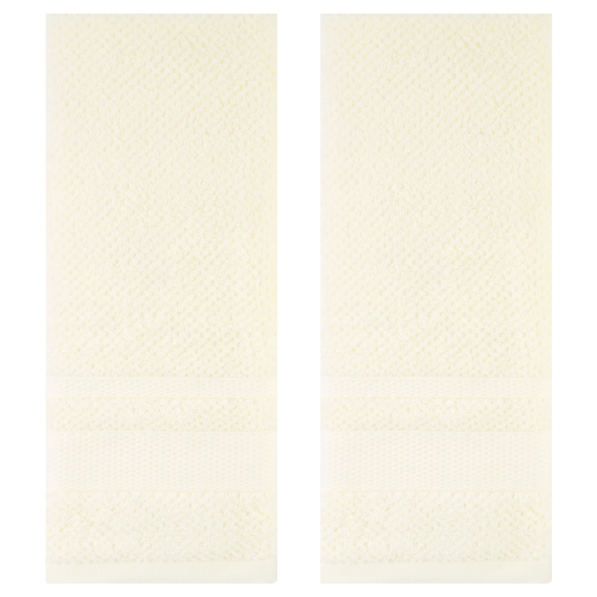 Unique Bargains Solid Hand Towels Cotton Absorbent Towel for Bath, Kitchen White 2-Piece