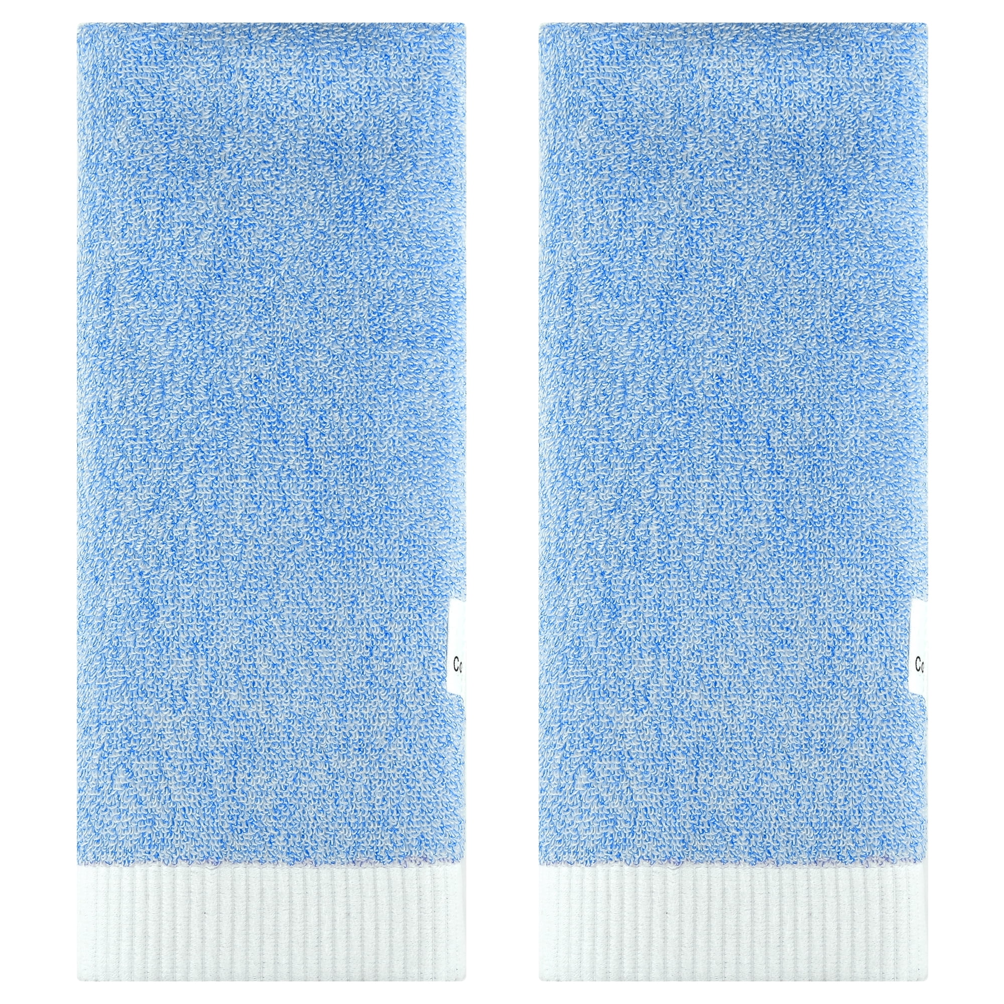 Unique Bargains Solid Hand Towels Soft Absorbent Blue 2-Pieces