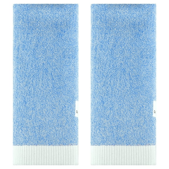 Unique Bargains Solid Hand Towels Soft Absorbent Blue 2-Pieces