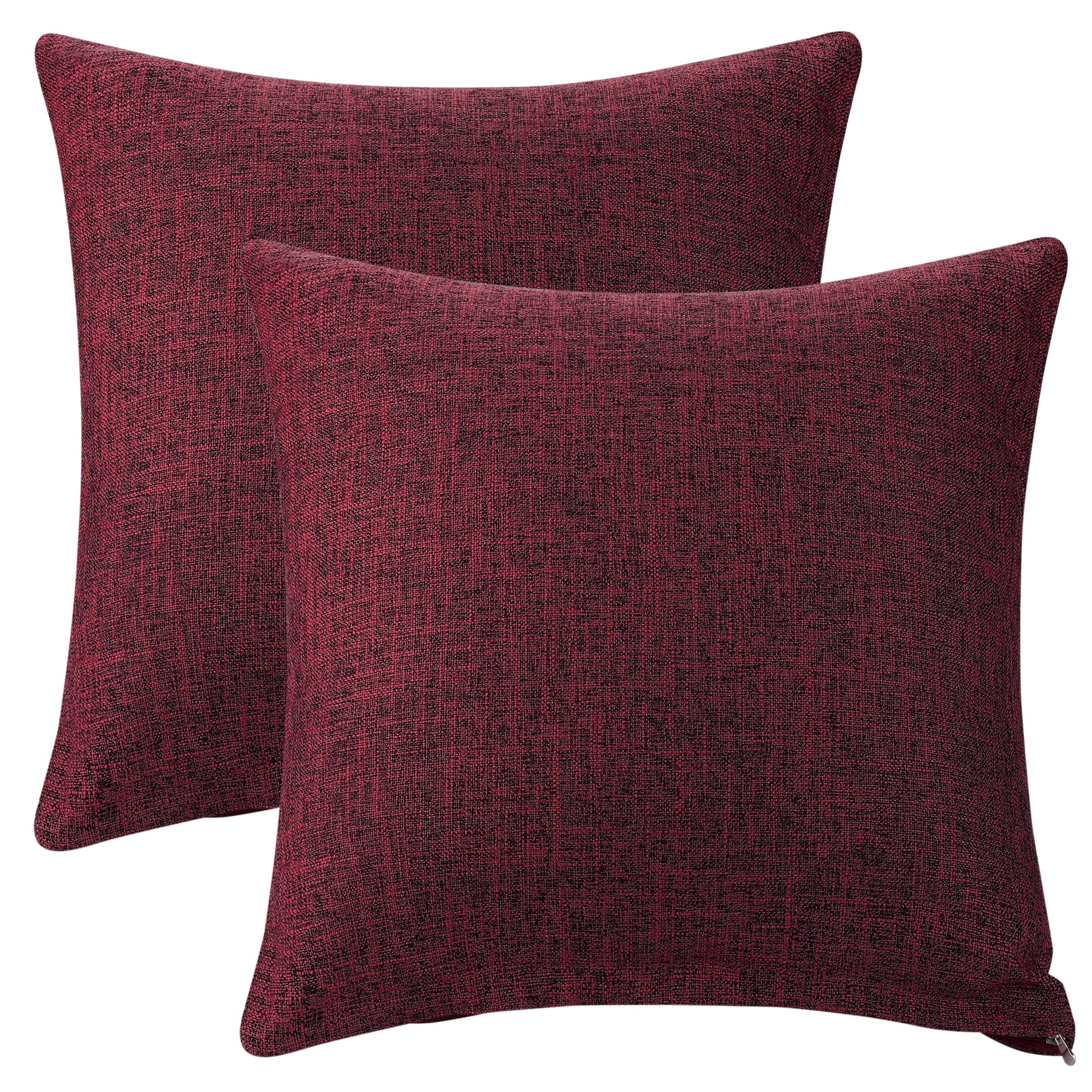 Unique Bargains Solid Indoor Linen Decorative Throw Pillow Cover 2 Pcs Claret 16" x 16"