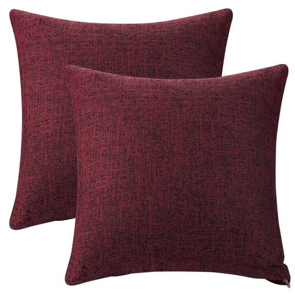 Unique Bargains Solid Indoor Linen Decorative Throw Pillow Cover 2 Pcs Claret 18" x 18"