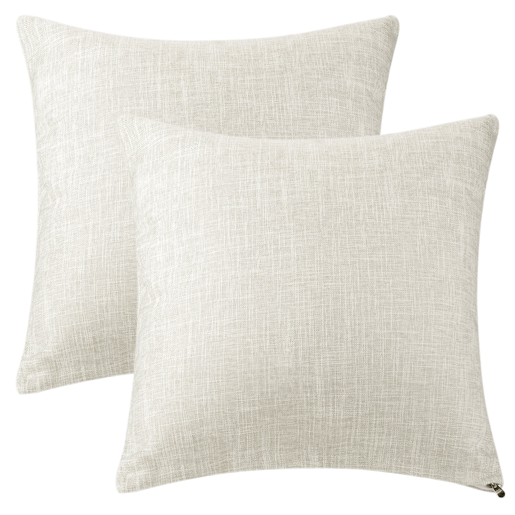 Unique Bargains Solid Indoor Outdoor Linen Decorative Throw Pillow Cover (2 Count) Beige 16" x 16"