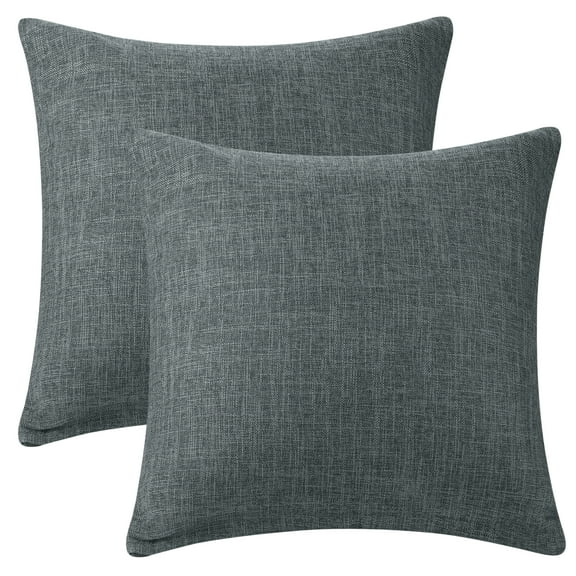 Unique Bargains Solid Indoor Outdoor Linen Decorative Throw Pillow Cover (2 Count) Black 16" x 16"