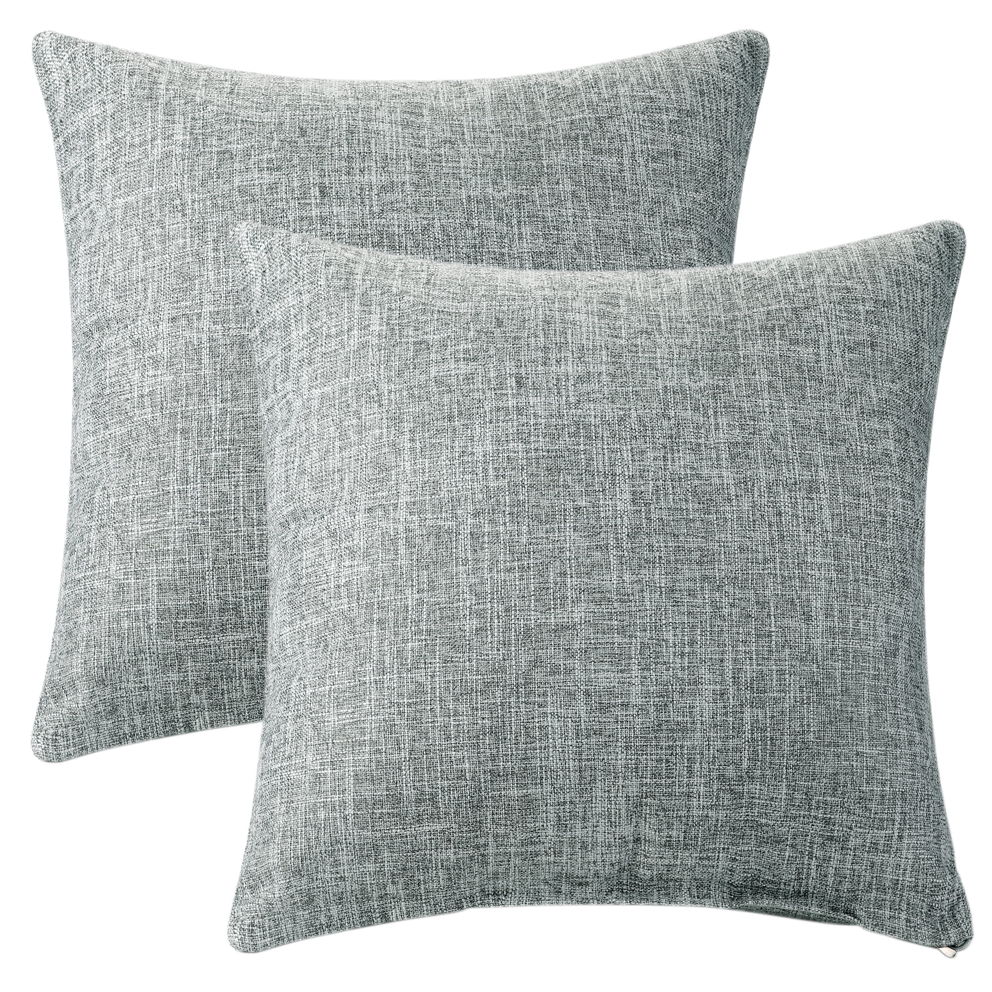 Unique Bargains Solid Indoor Outdoor Linen Decorative Throw Pillow Cover (2 Count) Dark Gray 18" x 18"