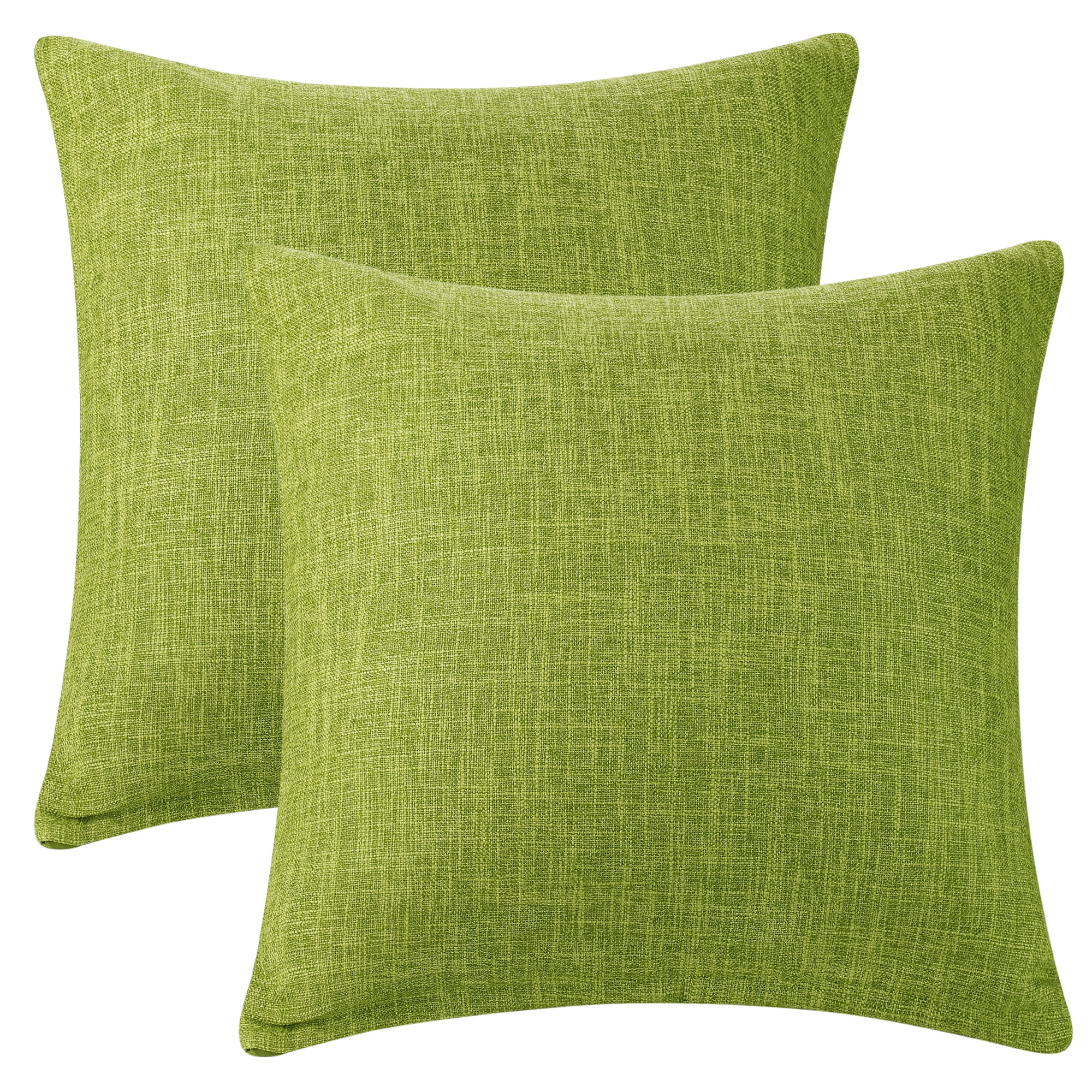 Unique Bargains Solid Indoor Outdoor Linen Decorative Throw Pillow Cover (2 Count) Green 18" x 18"