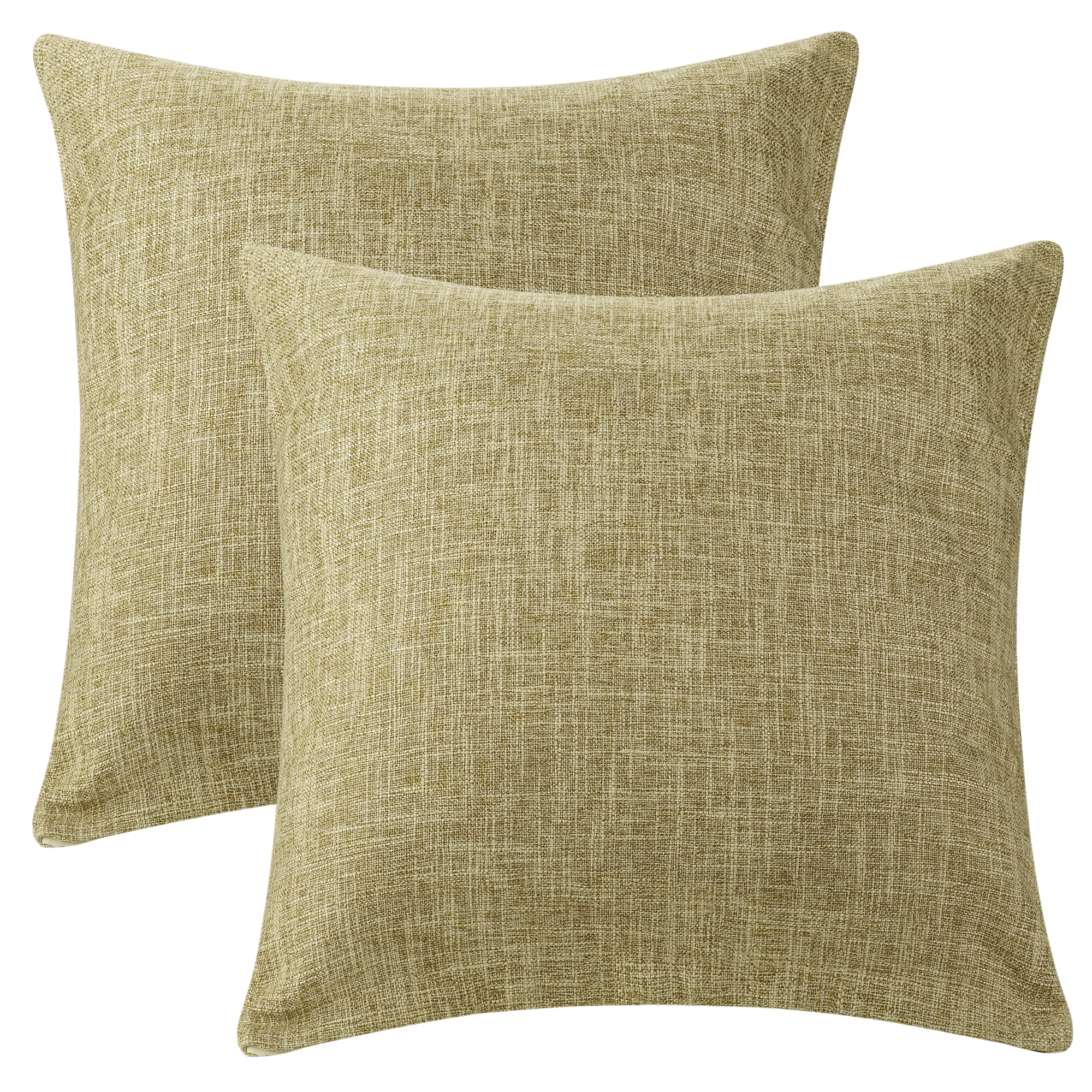 Unique Bargains Solid Indoor Outdoor Linen Decorative Throw Pillow Cover (2 Count) Khaki 20" x 20"