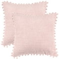 thumbnail image 1 of Unique Bargains Solid Neutral Square Throw Boho Decorative Pillow Covers Set of 2 for Home Pink 18" x 18", 1 of 6