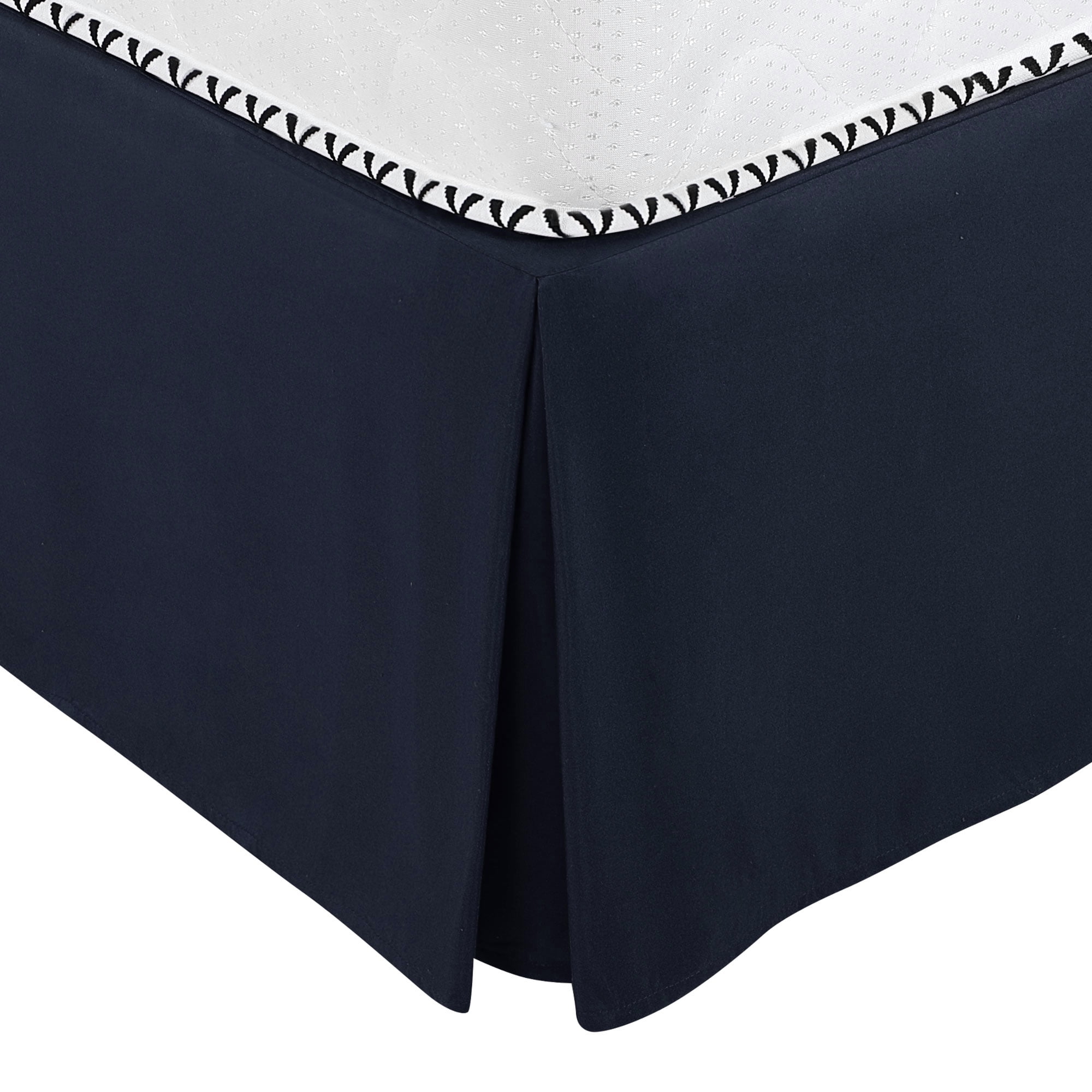 Unique Bargains Solid Pleated Ruffle Bed Skirt 14" Drop Full Navy Blue