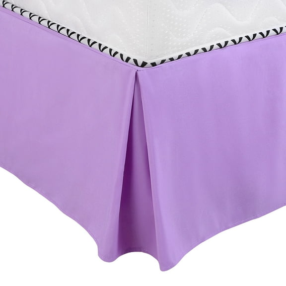 Unique Bargains Solid Pleated Ruffle Bed Skirt 14" Drop King Pale Purple