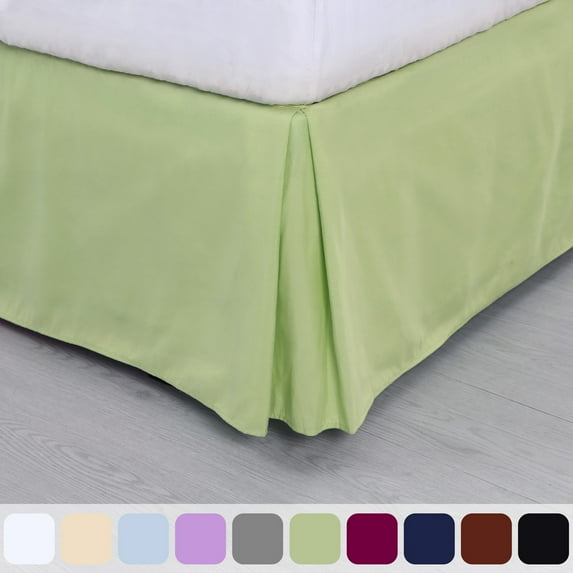 Unique Bargains Solid Pleated Ruffle Bed Skirt 14" Drop Pale Green Queen