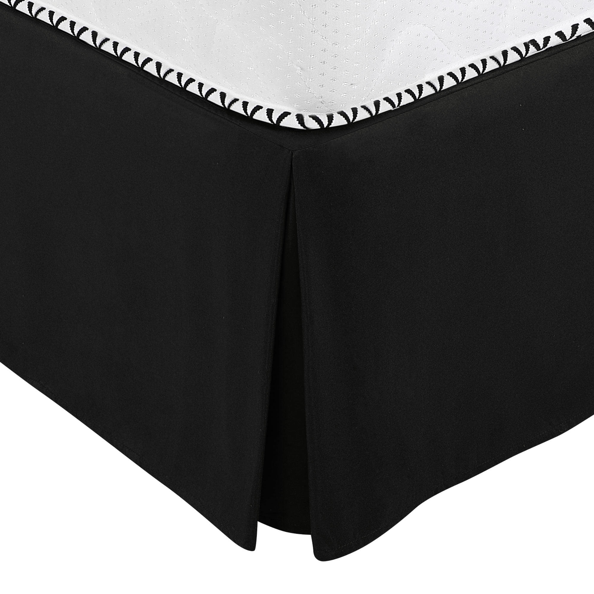 Unique Bargains Solid Pleated Ruffle Bed Skirt 14" Drop Queen Black