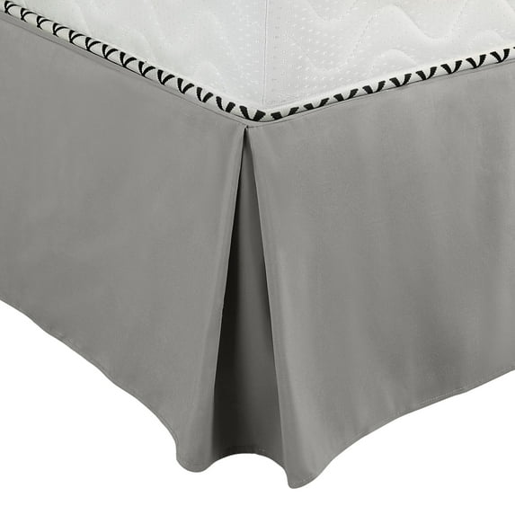 Unique Bargains Solid Pleated Ruffle Bed Skirt 14" Drop Queen Gray