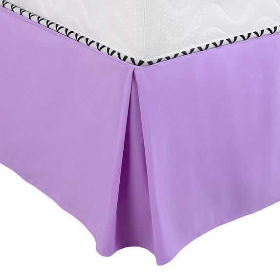 Unique Bargains Solid Pleated Ruffle Bed Skirt 14" Drop Queen Pale Purple