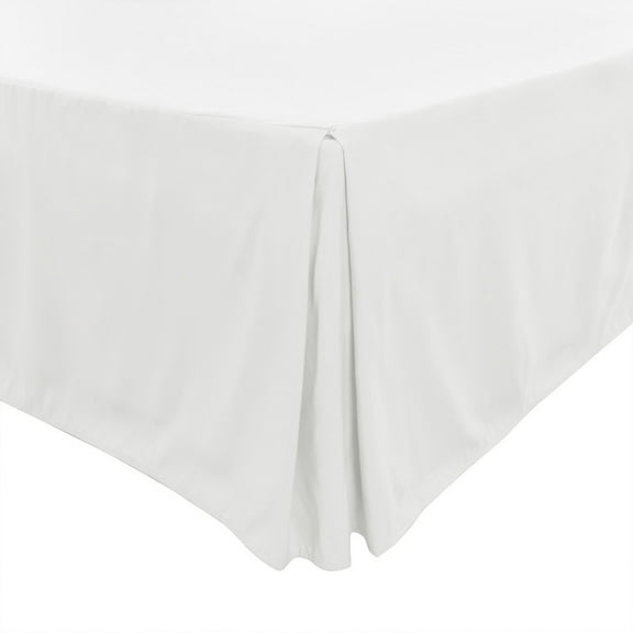 Unique Bargains Solid Pleated Ruffle Bed Skirt 14" Drop Queen White