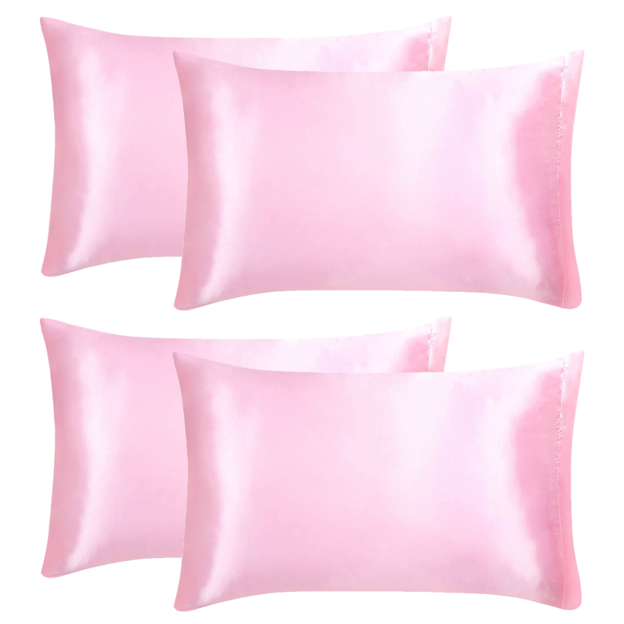 Unique Bargains 4 Pack Satin Pillowcases with Envelope Closure Pink Standard