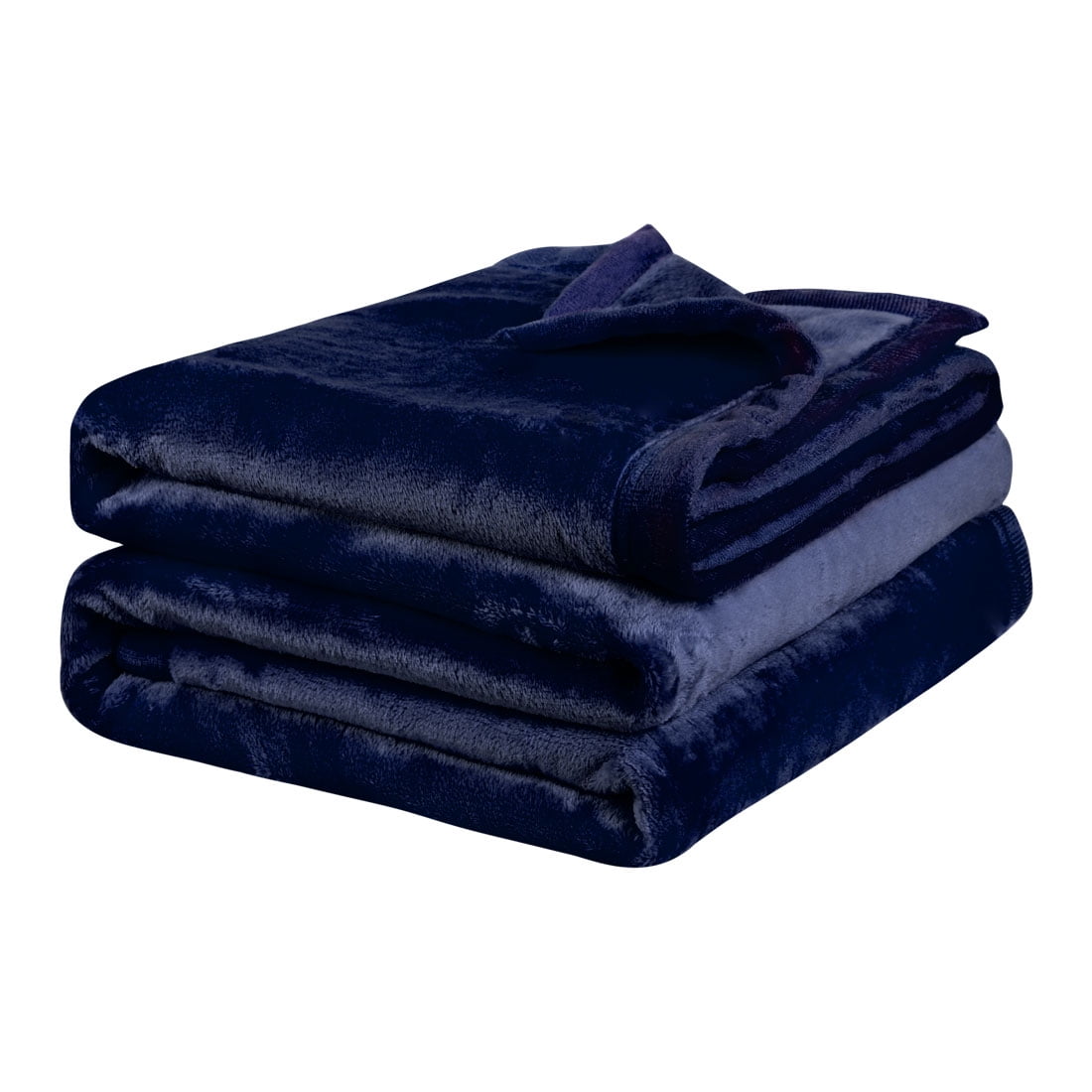 Unique Bargains Solid Print Microfiber Bed Blanket Navy Blue Full