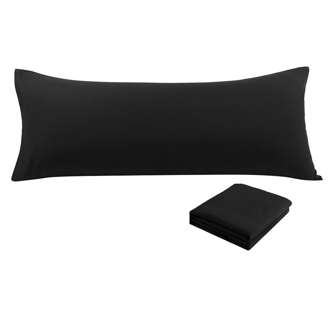 Unique Bargains 2 Packs Microfiber Solid Body Pillow Cover Black 20" x 54"