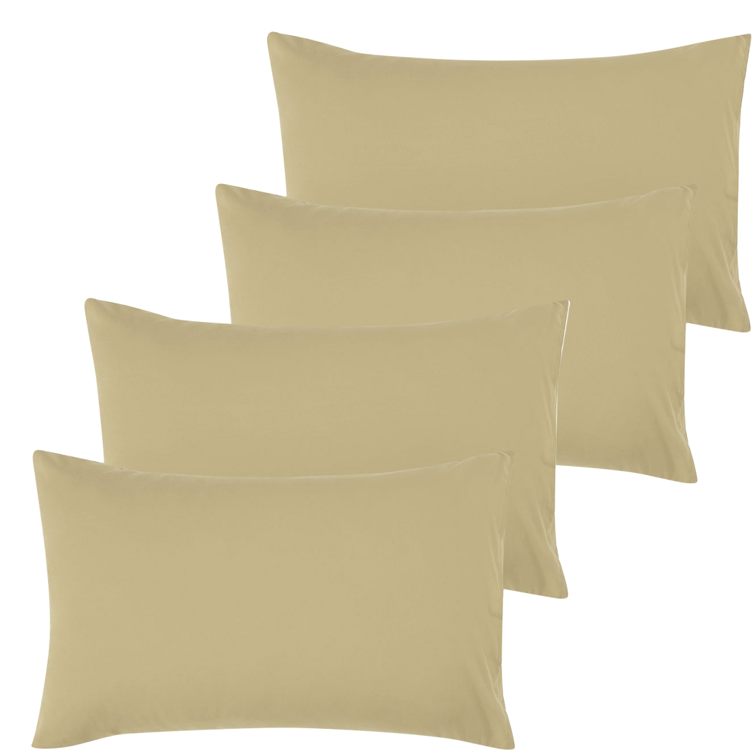 Unique Bargains 4-Pack Solid Microfiber Pillowcases Light Tan Queen(20"x30")