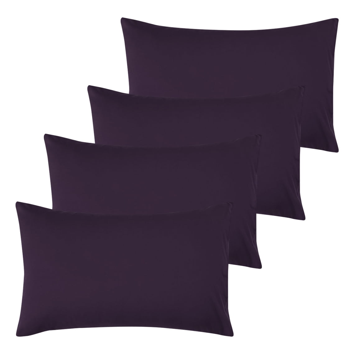 Unique Bargains 4-Pack Solid Microfiber Pillowcases Purple Queen(20"x30")