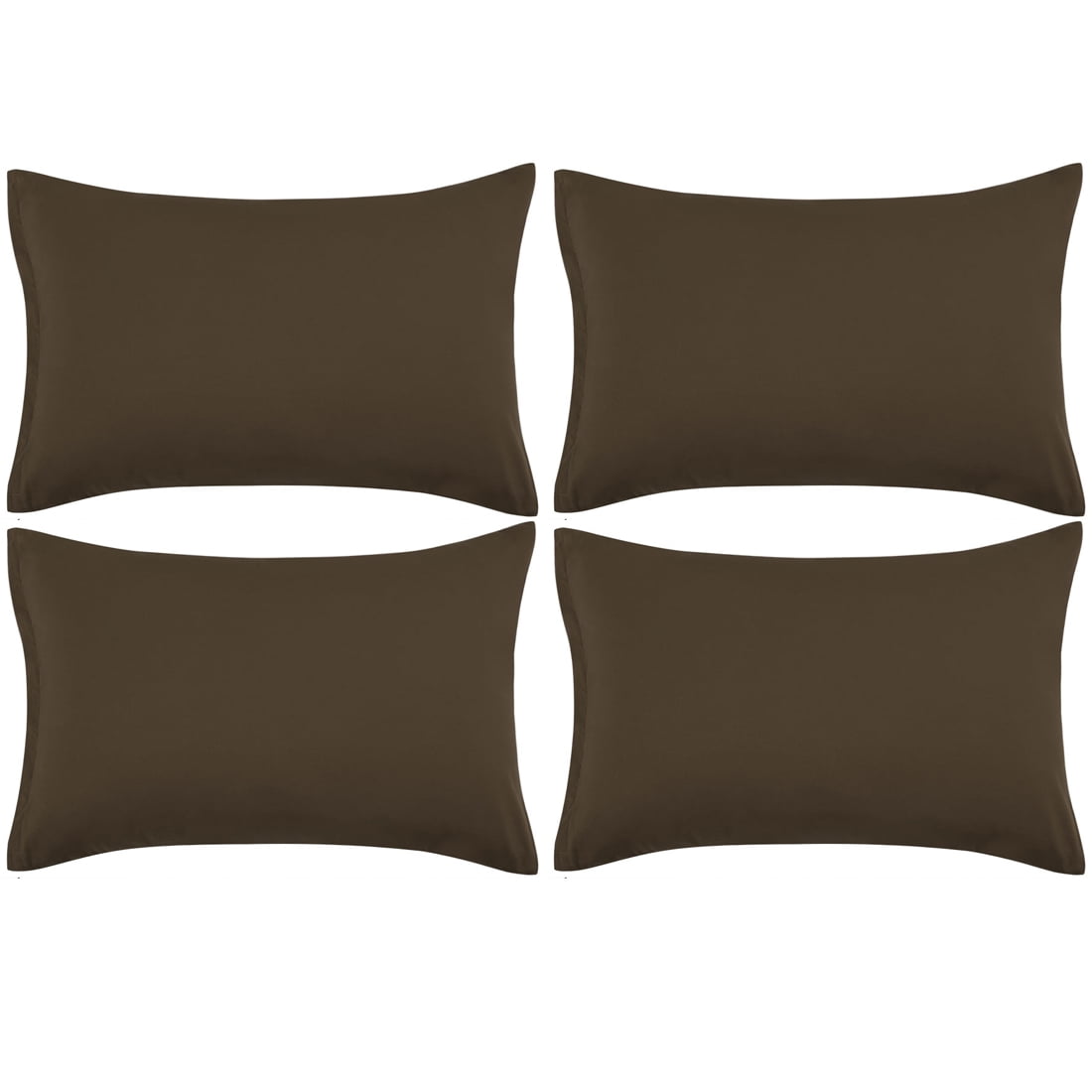 Unique Bargains 4-Piece Soft Microfiber Pillowcases Brown Standard(20"x26")