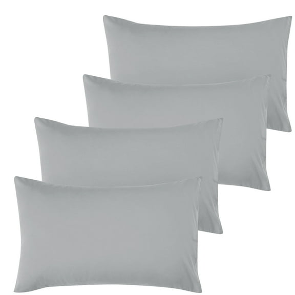 Unique Bargains 4-Pack Solid Microfiber Pillowcases Light Grey Standard(20"x26")