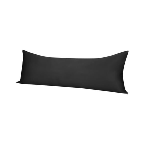 Unique Bargains Silky Satin Zippered Body Pillow Cover, 21" x 54", Black