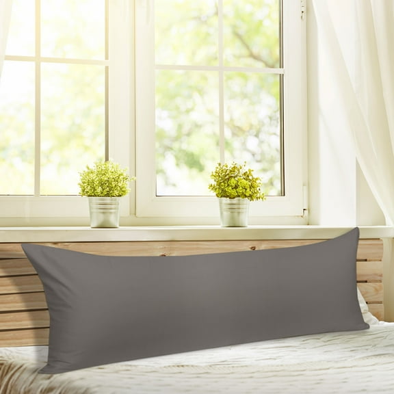 Unique Bargains Cotton Zippered Body Pillowcase Pillow Cover Dark Gray 20" x 54"