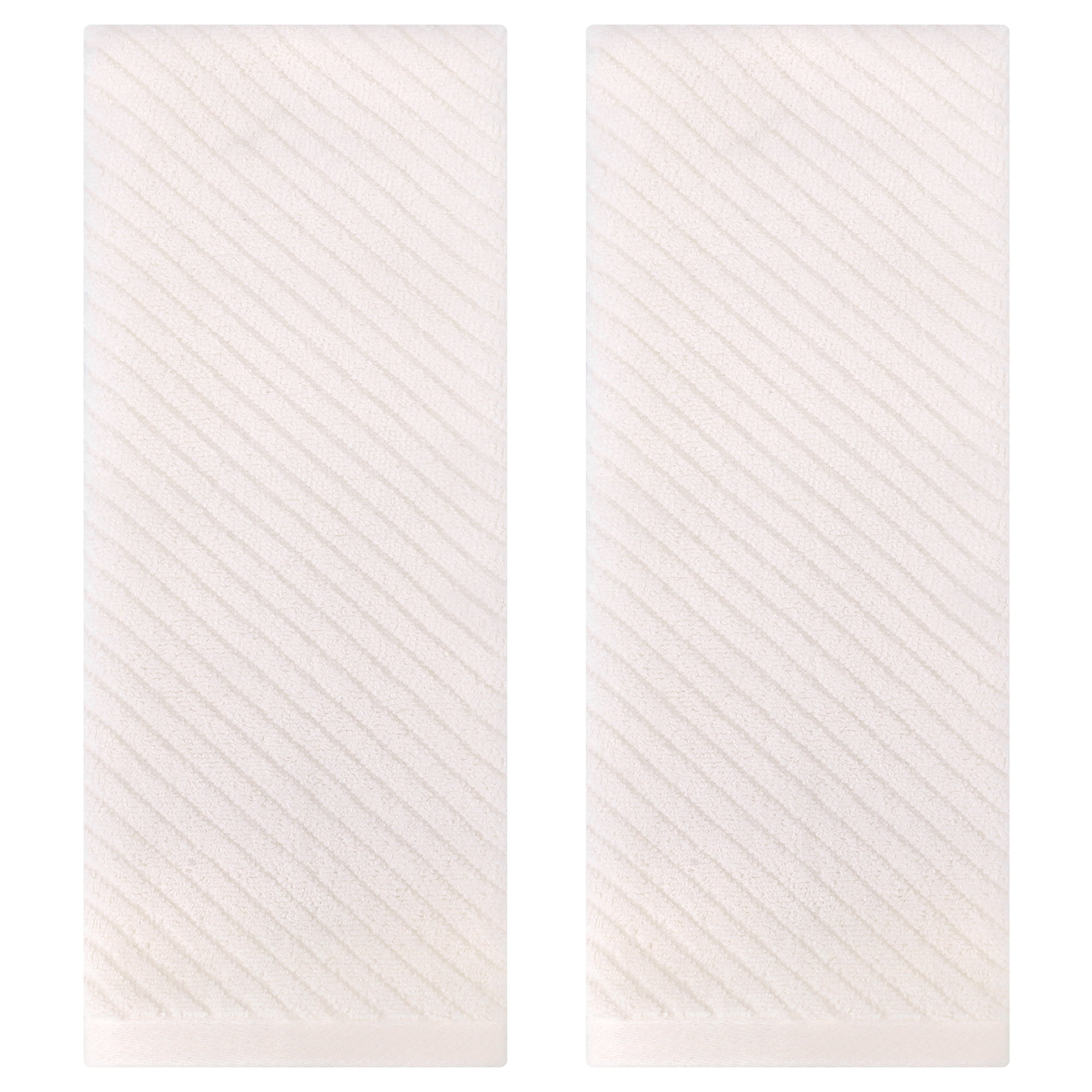 Unique Bargains Solid Striped Decorative Hand Towels Set of 2 Beige 14" x 30"